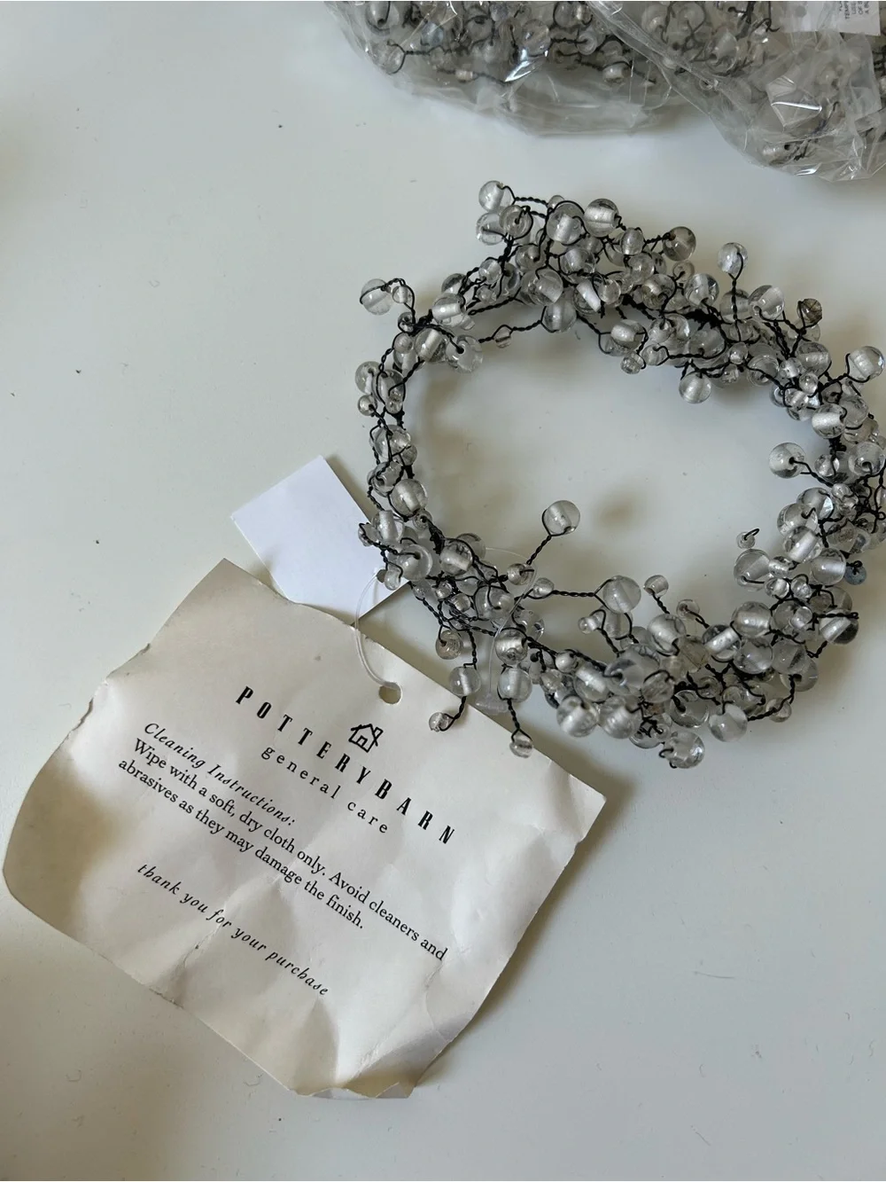 Pottery Barn Silver Jingle Bell Garland and Door Hanger